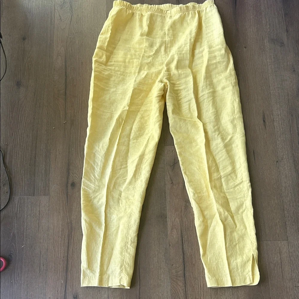 Laura Kieffer Vintage Lightweight Yellow Linen Pants !! Medium